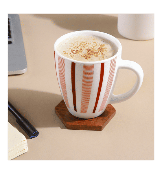 Buy Larah by Borosil Red Strip Opalware Tea Coffee Mug Set