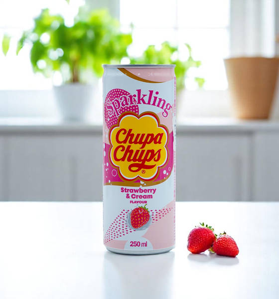 Buy Chupa Chups Sparkling Sour Strawberry & Cream Online (250 ml