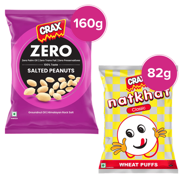 Buy Crax Zero Classic Salted Peanuts Namkeen Snacks (No Palm Oil ...