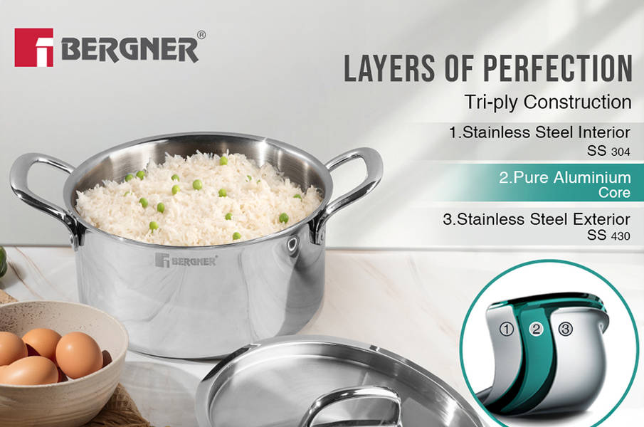 Chef. Select Cookware Buy Bergner Tripro Stainless Steel Chef's Select Triply Cookware Set (4 ...