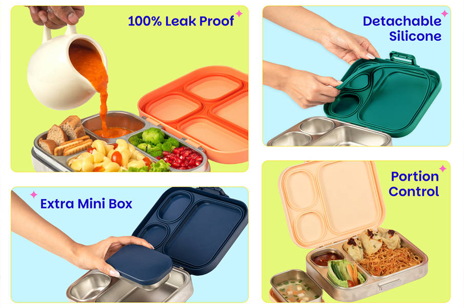 Buy Basil Bento Quad + Sakura Bloom Plus 4-Compartment Stainless