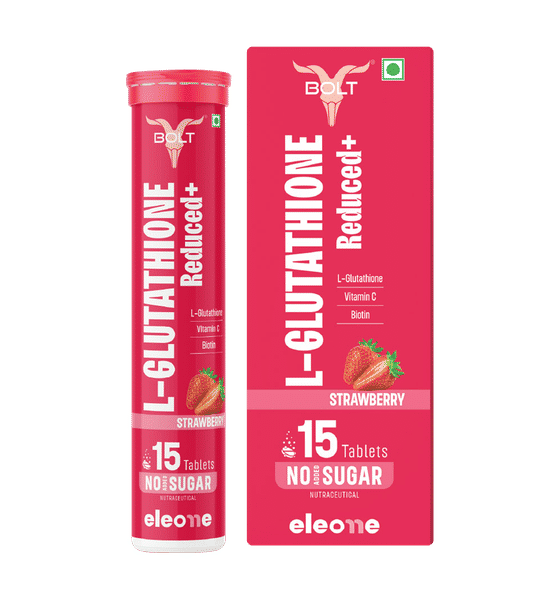 Buy Bolt L-Glutathione Effervescent Tablets 500mg with Vitamin C & Antioxidants | Skin Brightening ,Glow & Pigmentation Support | No Sugar | Strawberry Flavor