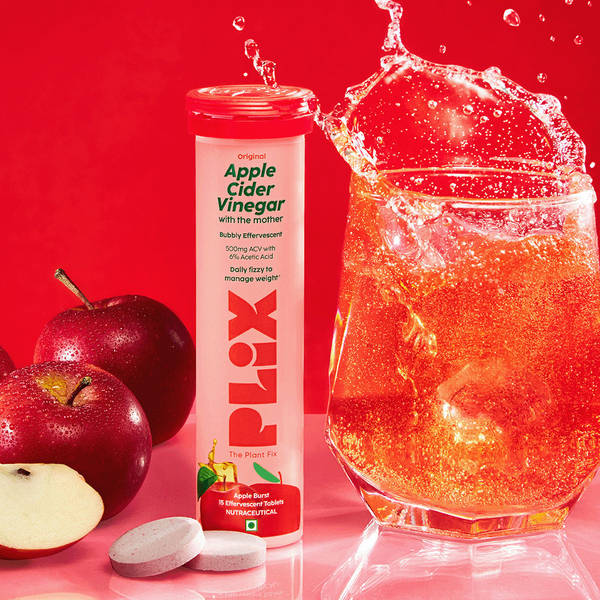Buy PLIX Apple Cider Vinegar Effervescent for Weight Loss (Apple Burst)  Online (63 g) At Best Price