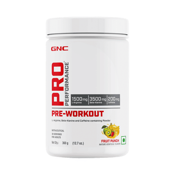 Buy GNC Pro Performance Pre-Workout|Boosts Energy&Endurance|Improves  Focus|Revs Up Recovery|USA Formulated|1.5g L-Arginine|3.5g  Beta-Alanine|0.2g Caffeine|Fruit Punch|360 gm Online (360 g) At Best Price