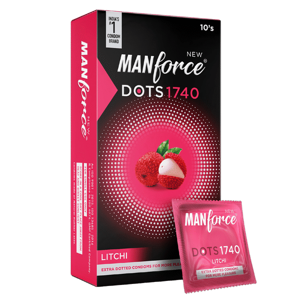 Buy Manforce Litchi Flavoured Extra Dotted Condoms for Men | 10 pcs