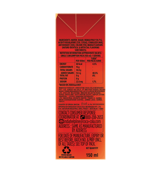 Buy Maaza Mango Drink Tetra Pack10pcs (Kanjak specials) Online (10