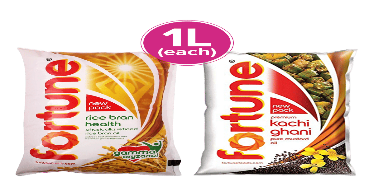 Buy Fortune Rice Bran 870g & Mustard Oil 1L Pouch Online (1 Combo) At ...