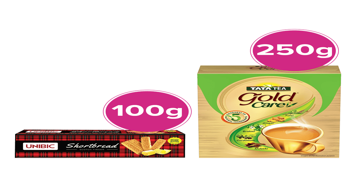 Buy Unibic Cookies - Shortbread 100 Gm And Tata Tea Gold Care 250G ...