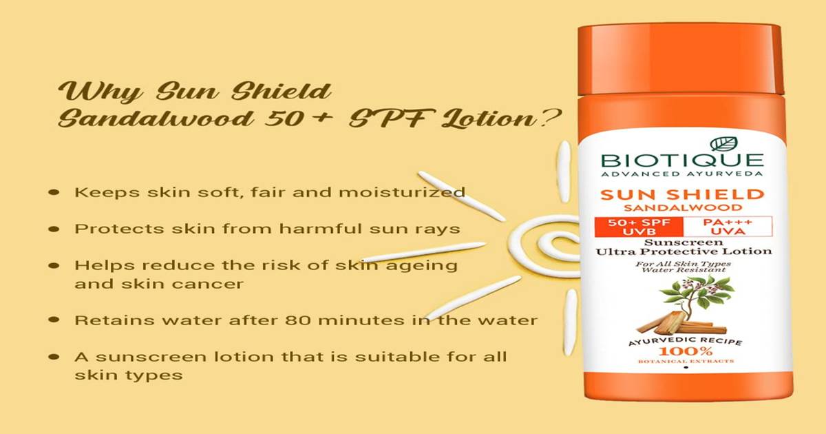 Buy Biotique Sun Shield Sandalwood Ultra Protective Lotion 50+ SPF PA ...