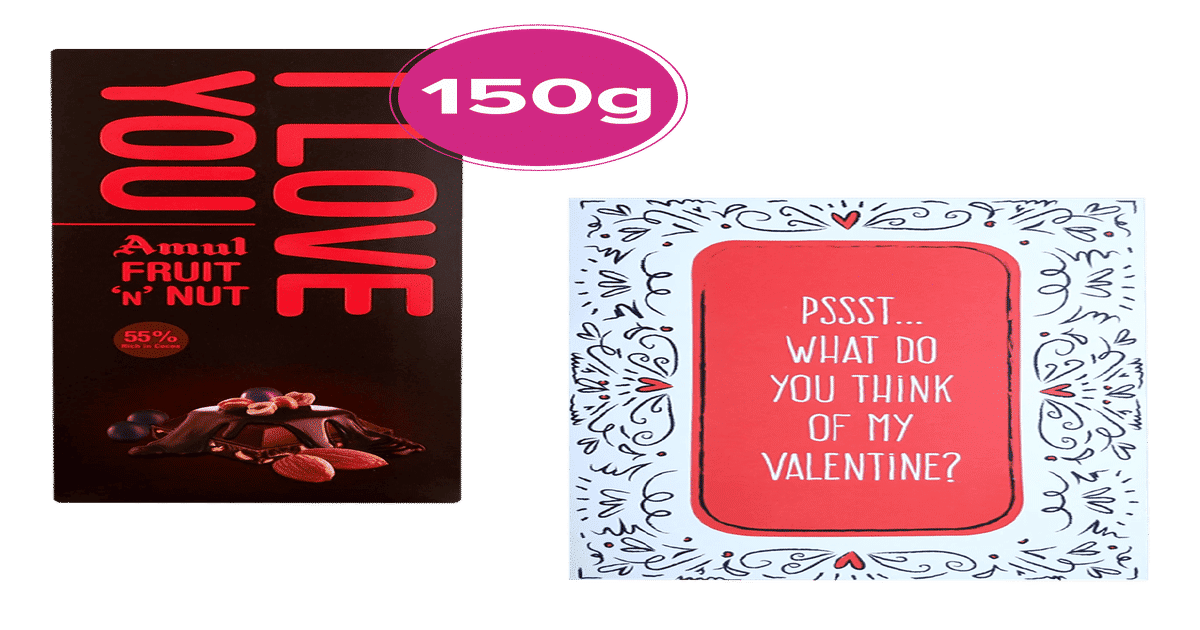 Buy Valentine Mirror Card & Amul Fruit N Nut Chocolate Combo Online ...