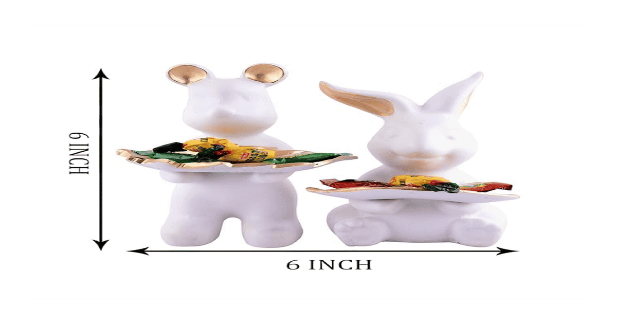 Buy H&H Rabbit Set Showpieces (6inch, White) Online () At Best Price