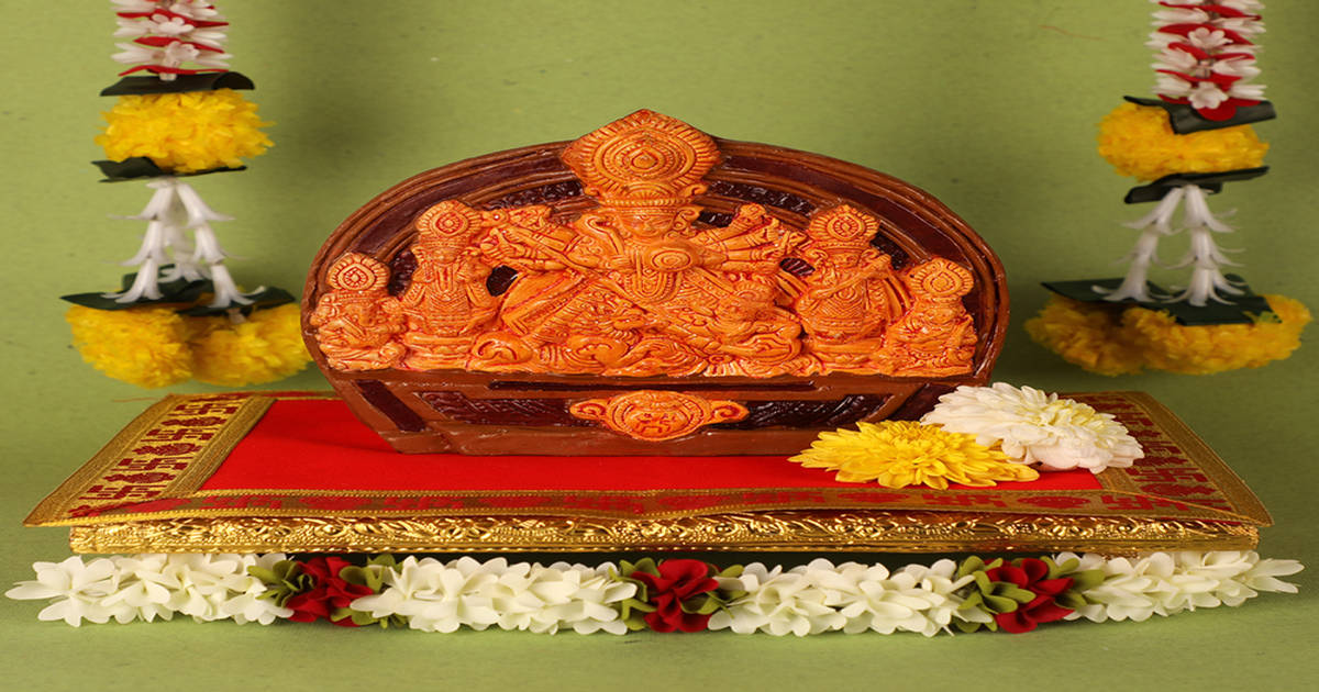 Buy Quace 7.5 Inch Durga Terracotta Idol – (blue) Online () At