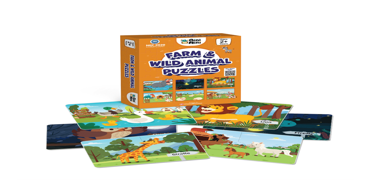 Buy GiniMini Farm and Wild Animal Puzzles, Non Toxic (Multicolour ...