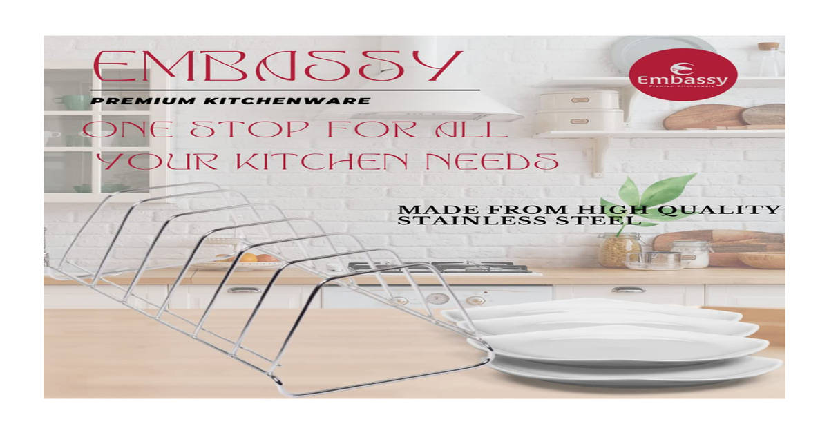 Buy Embassy Stainless Steel Square Plate Rack, Stand for 8 Plates ...