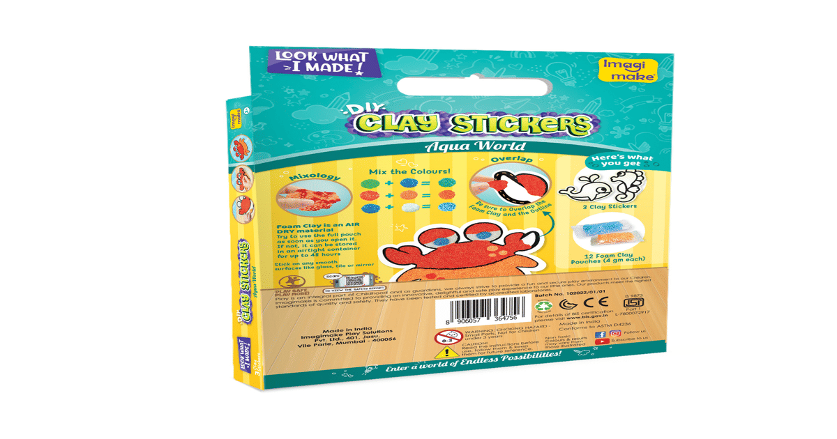 Buy Imagimake Clay Stickers: Aqua World | Create 3 Unique DIY Stickers ...