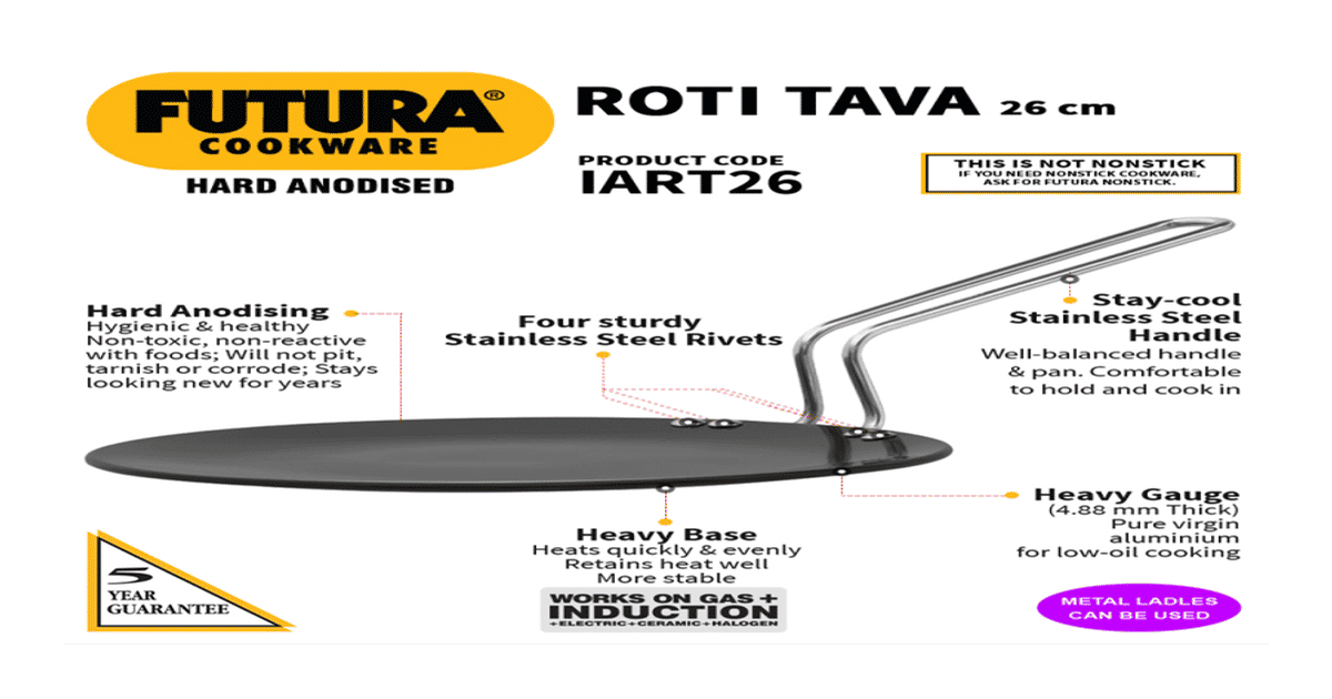 Buy Hawkins Futura Hard Anodised Induction Roti Tava (26 cm, Induction ...