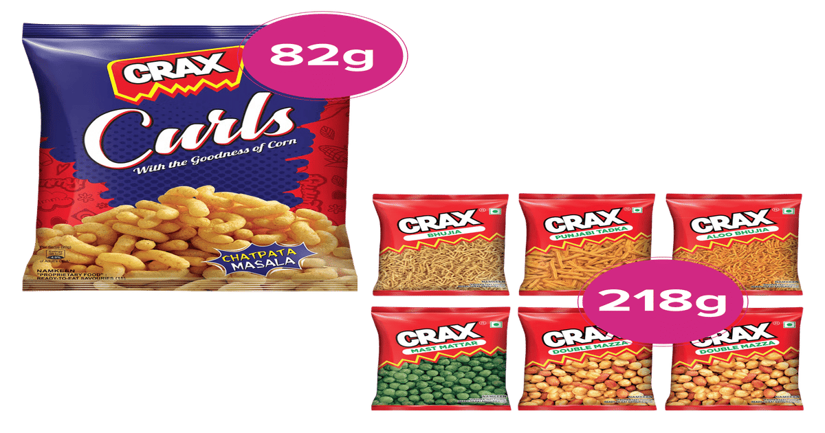 Buy Crax Curls Chatpata Masala Puff Snacks & Crax Namkeen Party Combo ...
