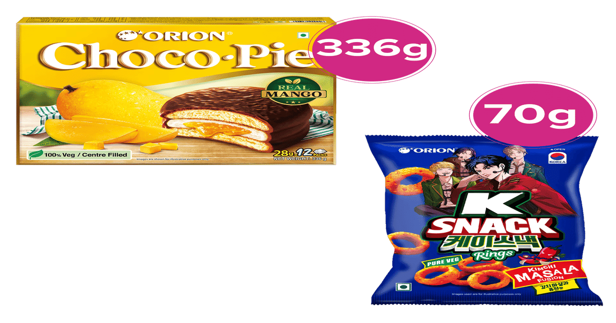 Buy Orion Mango Choco Pie & Orion K Snack Rings Kimchi Masala Fusion ...