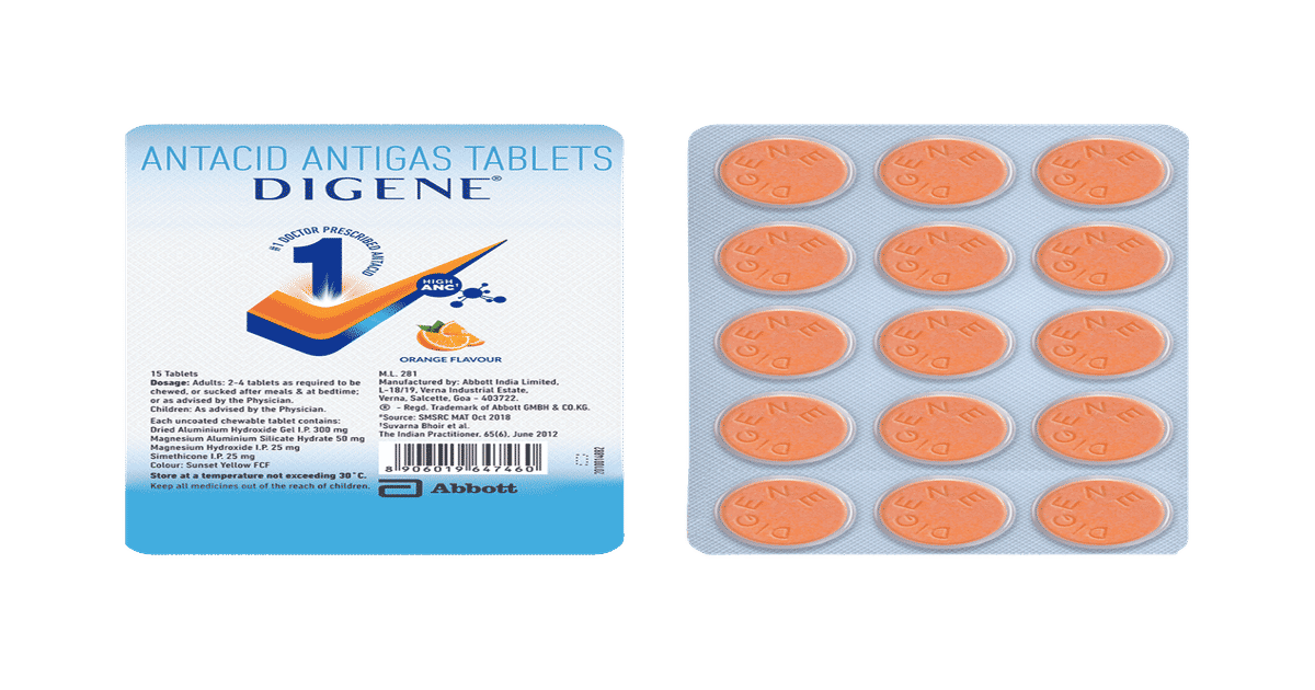 Buy Digene Acidity & Gas Relief Tablet - Orange Flavour | Acidity & Gas ...