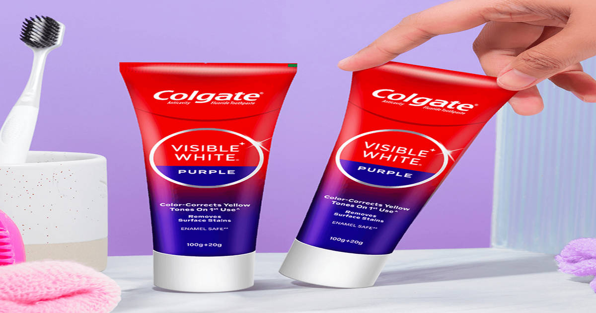 Buy Colgate Visible White Purple Toothpaste Color-Corrects Yellow Tones ...