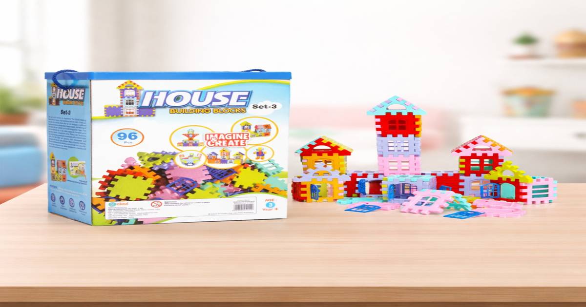 Buy Ekta House Building Blocks With Windows Set Three 96 Pc Fun ...