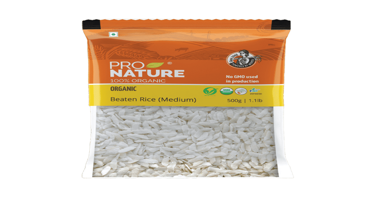Buy Pro Nature Organic Beaten Rice/Poha (Medium Grain) Online (500 g ...