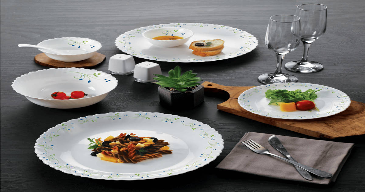 79% off on - Swiggy Instamart Cello Opalware Dazzle Series Tropical Lagoon Dinner Set (9 Pieces, White) - Rs. 299
