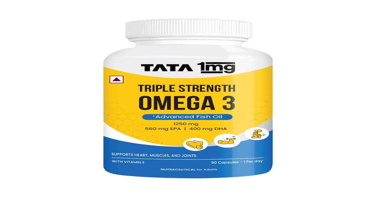Buy Tata 1mg Triple Strength Omega 3 Fish Oil 1250mg | 560mg EPA ...