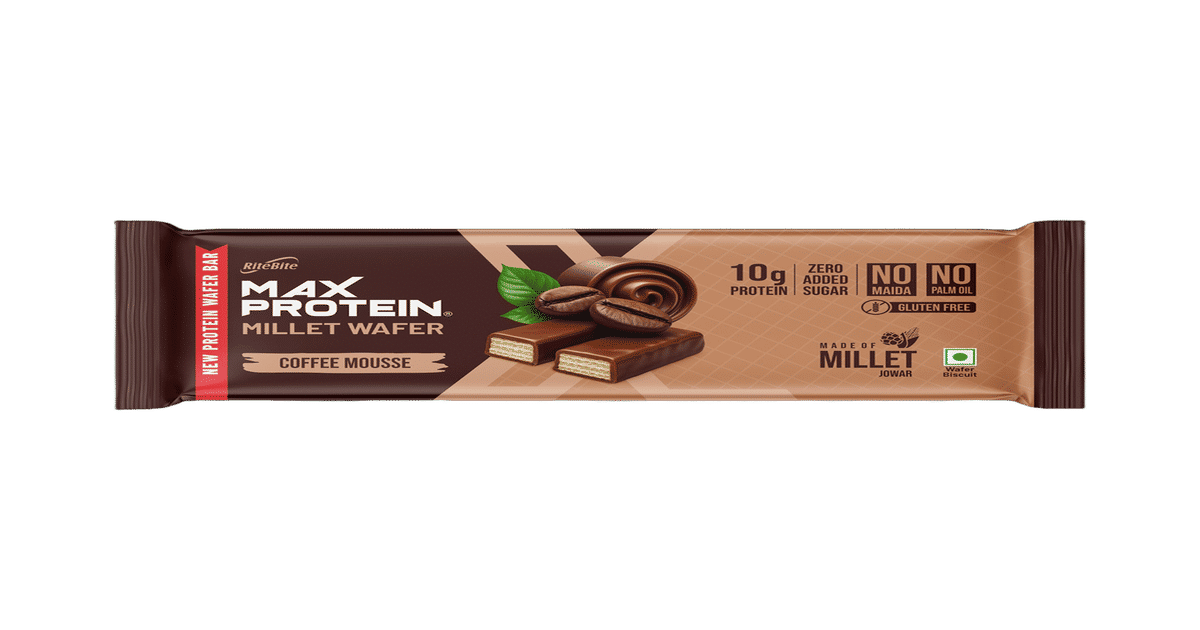 Buy Ritebite Max Protein Coffee Mousse 10g Protein Millet Waffer Bar ...