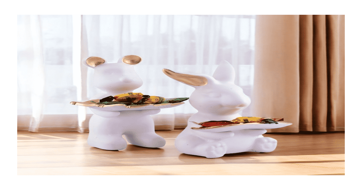 Buy H&H Rabbit Set Showpieces (6inch, White) Online (2 pieces) At Best ...