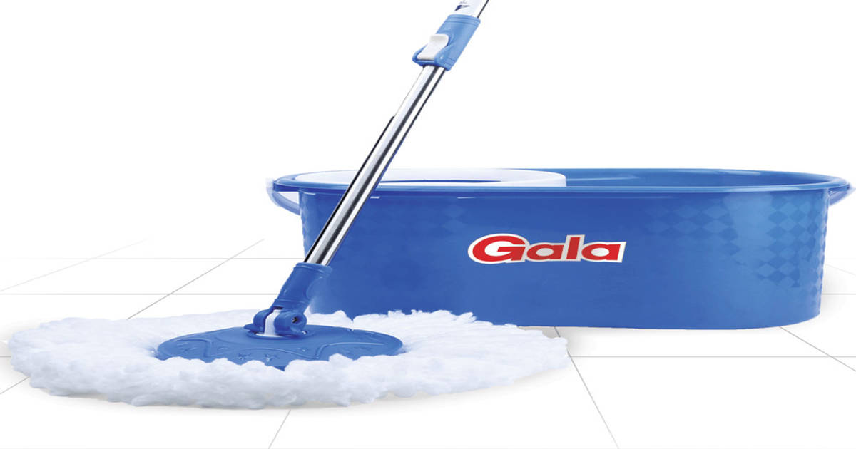 Buy Gala Microfiber Aqua Spin Mop with Wheels (White and Blue) Online ...