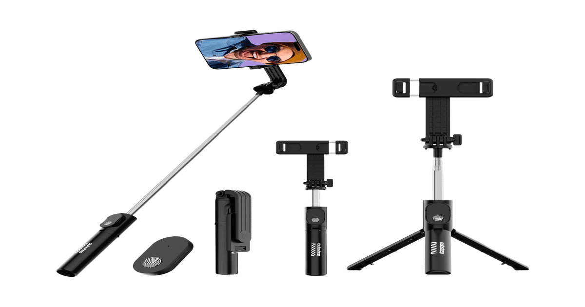 Dubstep Flickstick Smart Selfie Stick (360° Rotation, Black)