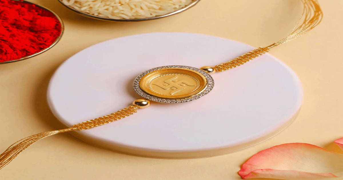 Buy Nek 24KT Swastik Gold Coin Rakhi Online (1 Piece) At Best Price