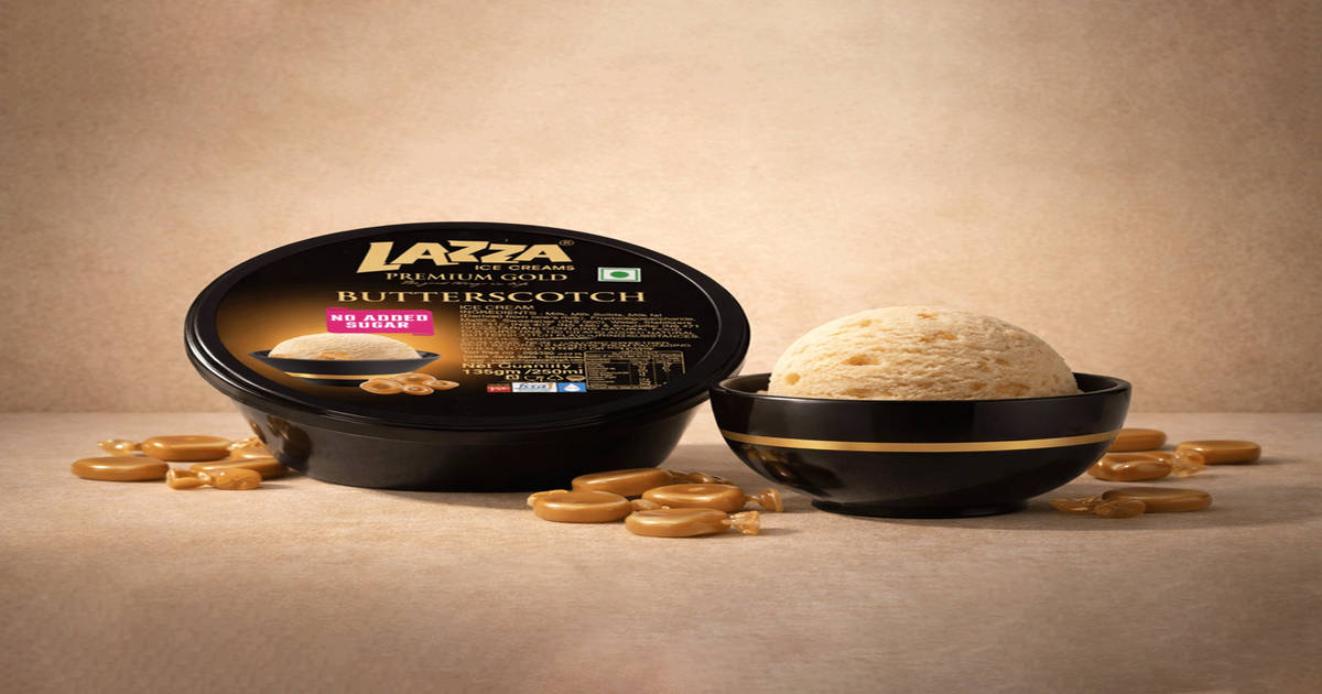 Buy LAZZA Premium Gold Butterscotch No Added Sugar Ice Cream Tub