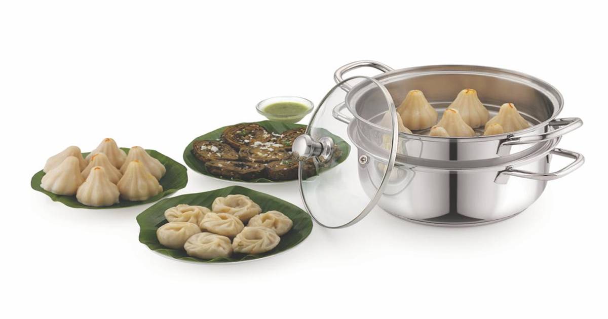 Buy Embassy 2-Tier SS Induction Friendly Steamer/Momo/Modak Maker with ...