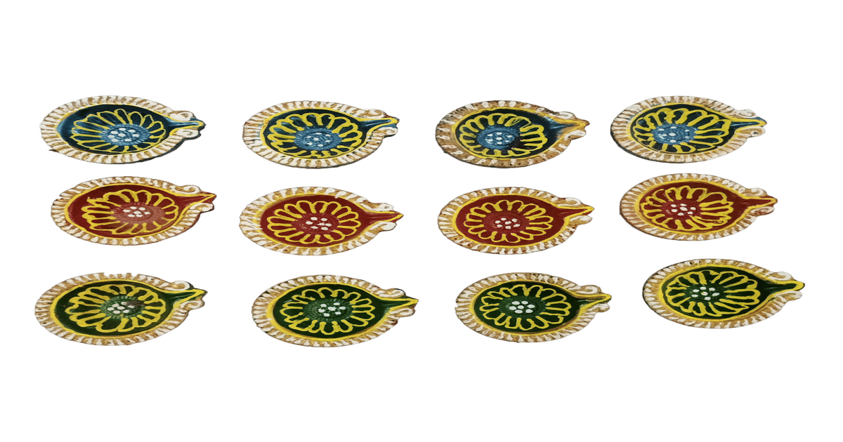 Buy Diacraft Clay Diya Pattern Coloured 2.25