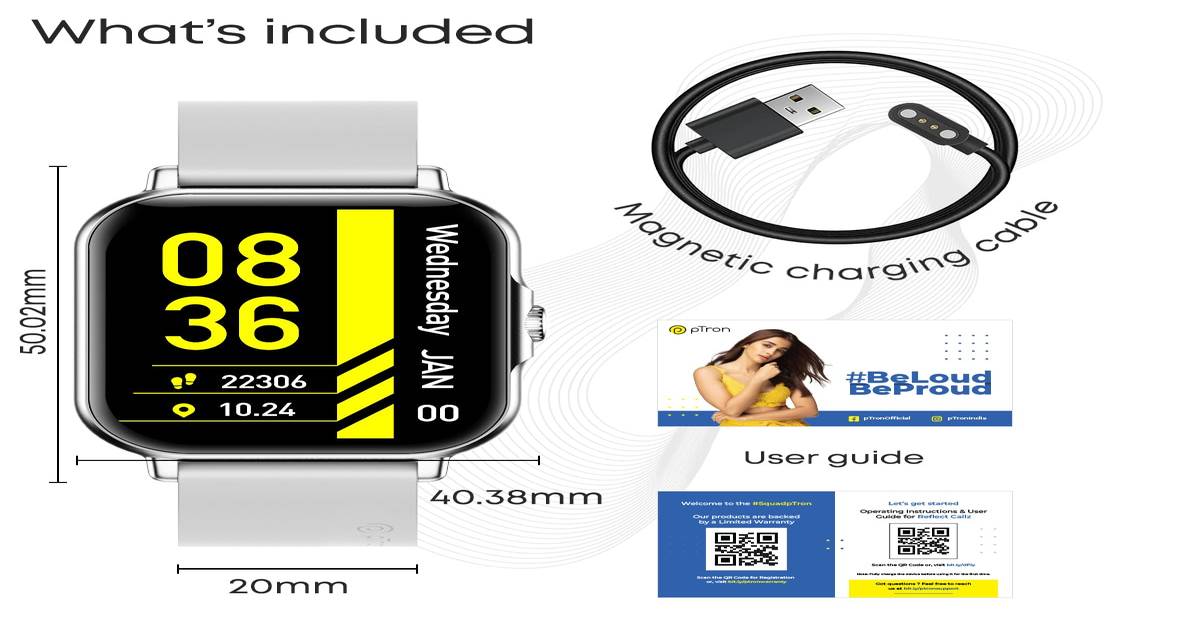 Buy pTron Reflect Callz Smart Watch, 1.85 inches TFT Display, 5 Days ...