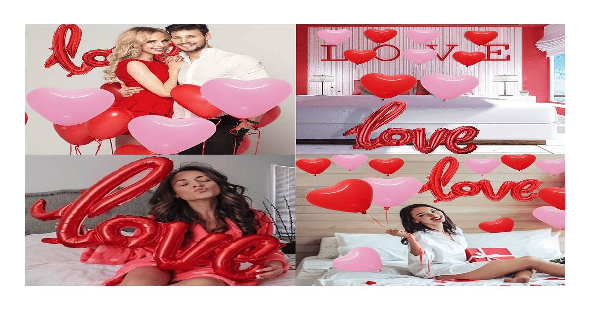 Buy Party Propz Love and Heart Shaped Foil Balloons (Red and Pink ...