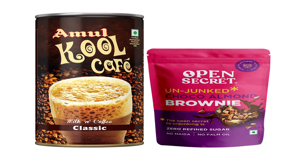 Buy Amul Kool Cold Coffee And Open Secret Choco Almond Brownie Combo ...