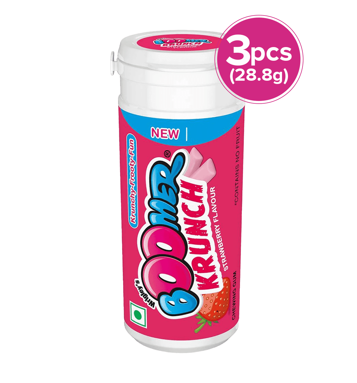 Buy Boomer Boomer Krunch Strawberry Flavour Chewing Gum Tube 3 pieces ...