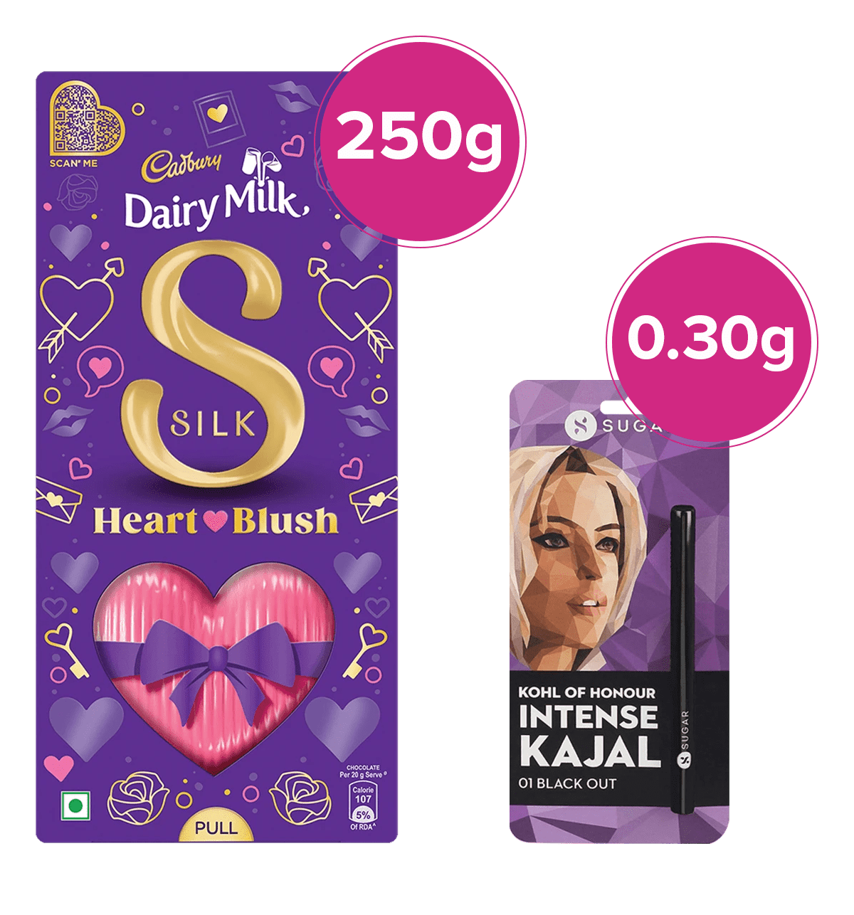 Buy Cadbury Cadbury Dairy Milk Silk Heart Blush Chocolate Bar Sugar Cosmetics Intense Kajal 1 3674