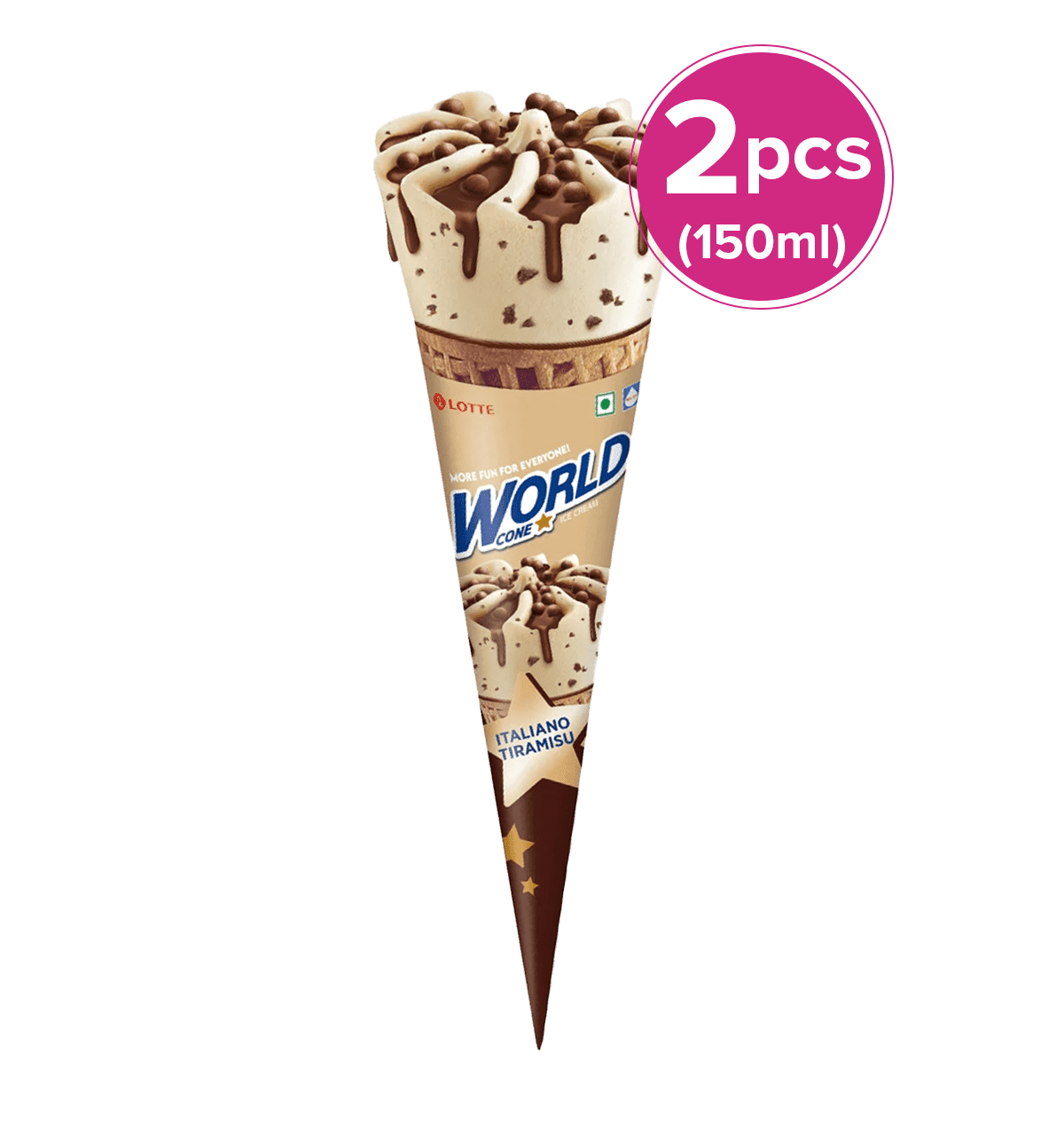 Buy Lotte Lotte Italiano Tiramisu Ice Cream Cone 2 pieces Online At Rs ...