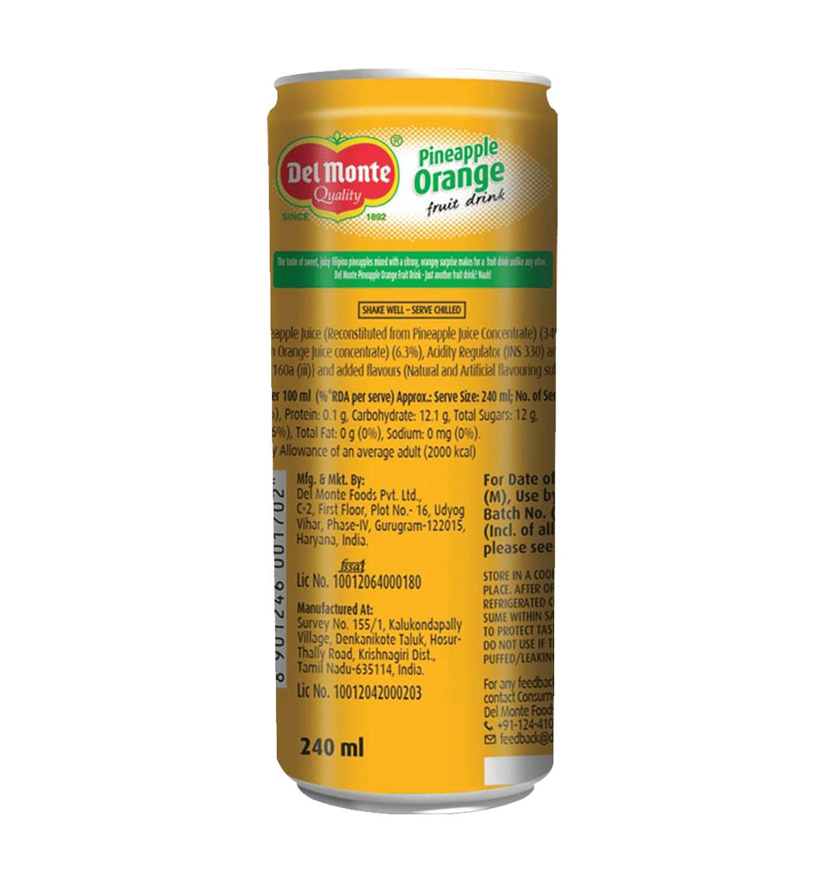 Buy Del Monte Pineapple Orange Fruit Drink Online (240 ml x 6) At
