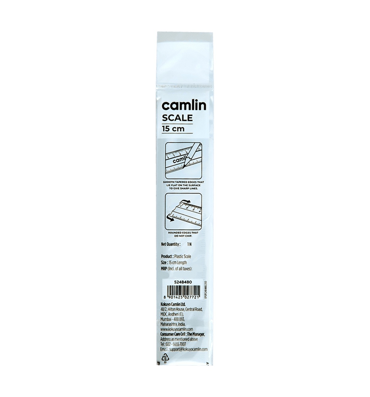 Buy Camlin Plastic Scale Individual scale of 15 cm