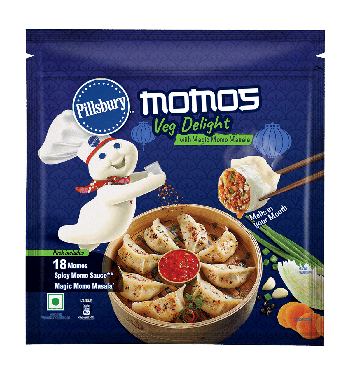 Buy Pillsbury Veg Delight Momo Online (18 pieces x 2) At Best Price
