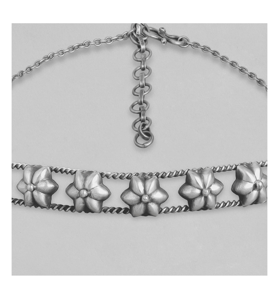 Buy Rubans Oxidised Choker Necklace (Silver Plated, Handcrafted
