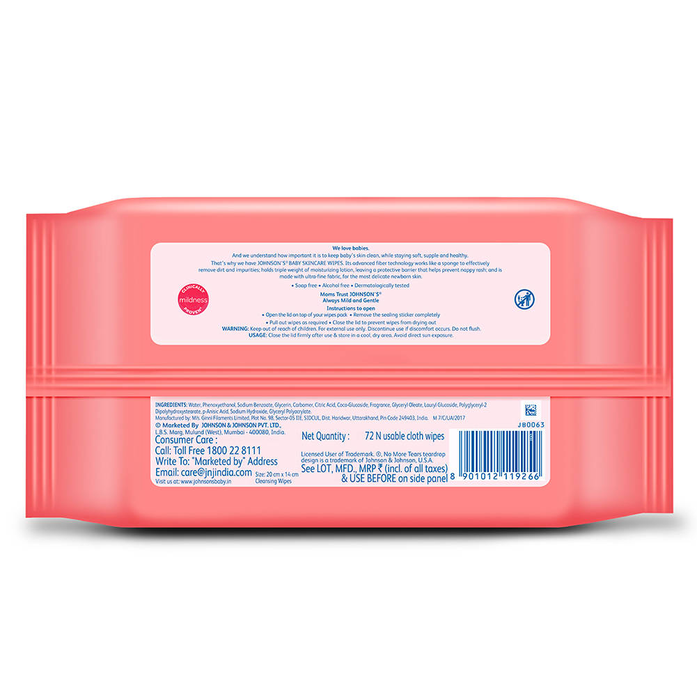 Buy Johnson Johnson Baby Skincare Wipes 72 Pieces Pack Online