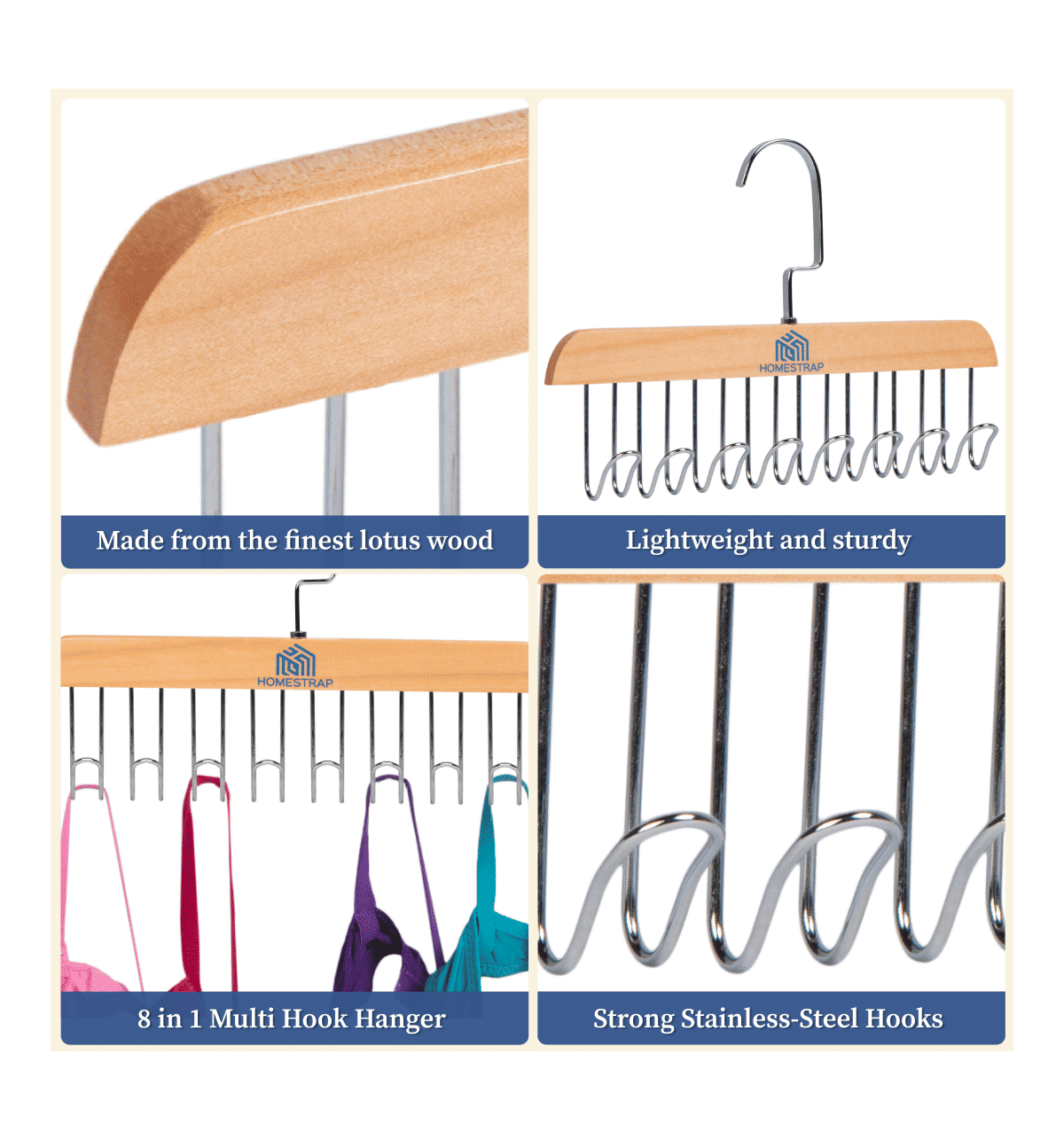 Buy HomeStrap Wooden Multi Hook Hanger (Brown) Online () At Best Price