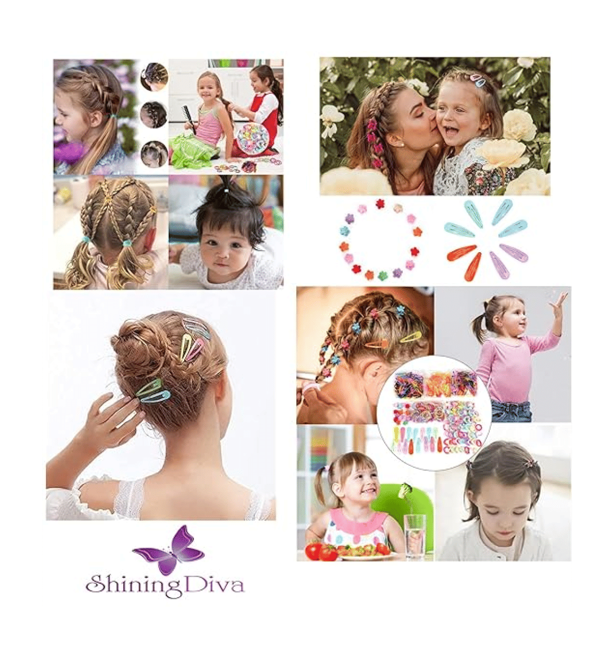 Shining Diva Haar-Accessoires Set – 170 Teile, Haarbänder, Spangen, Gummis Für Mädchen & Kinder