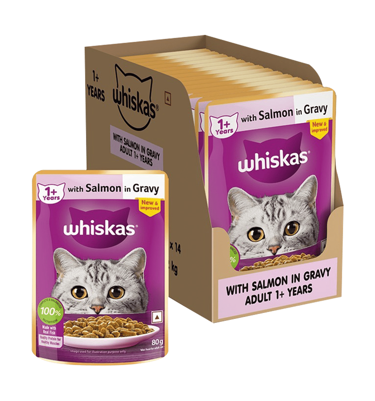 Buy Whiskas Whiskas Adult Wet Cat Food Salmon In Gravy 80 G Pack Of buy-whiskas-whiskas-adult-wet-cat-food-salmon-in-gravy-80-g-pack-of